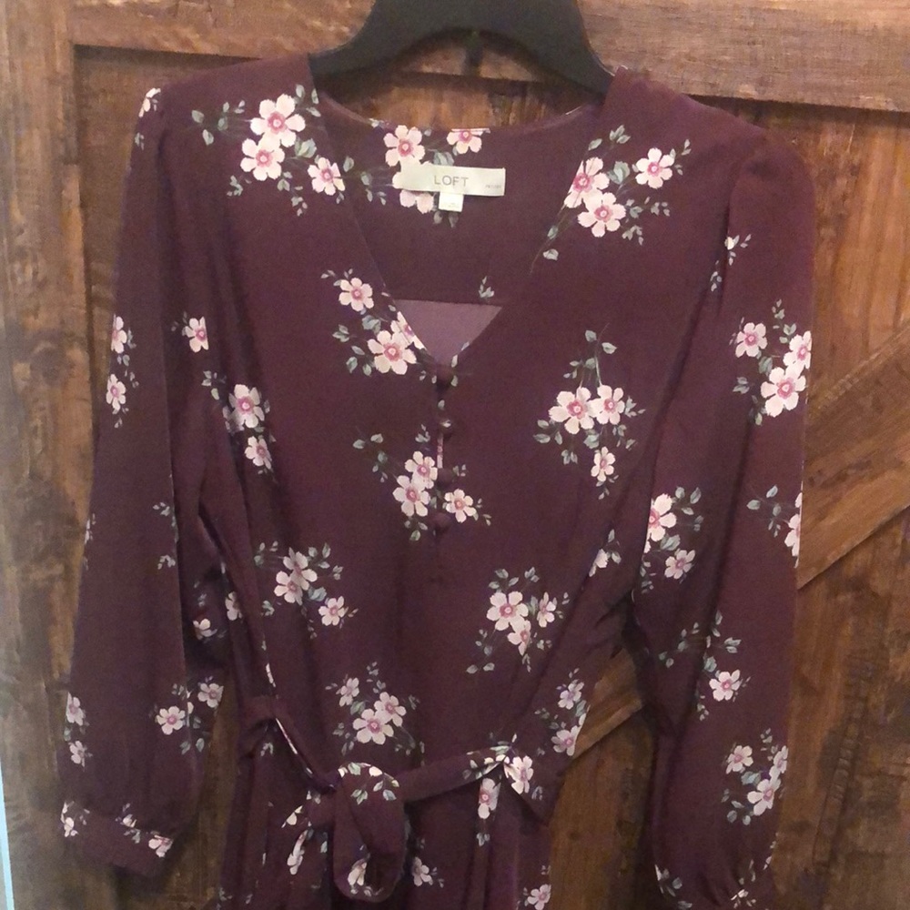 LOFT 12P long-sleeve dress with tie belt